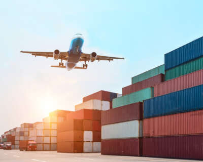 airplane and containers